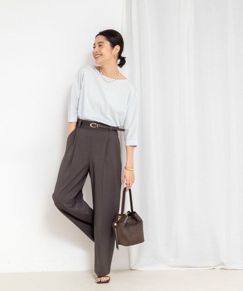 NOLLEY’S(ノーリーズ)の「ウォッシャブルドルマンTシャツ(Tシャツ/カットソー・レディース・サックスブルー/ブラック/オフホワイト/ホワイト系その他4/イエロー・38)」の16枚目の写真