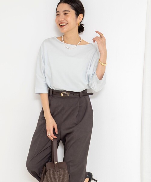 NOLLEY’S(ノーリーズ)の「ウォッシャブルドルマンTシャツ(Tシャツ/カットソー・レディース・サックスブルー/ブラック/オフホワイト/ホワイト系その他4/イエロー・38)」の21枚目の写真