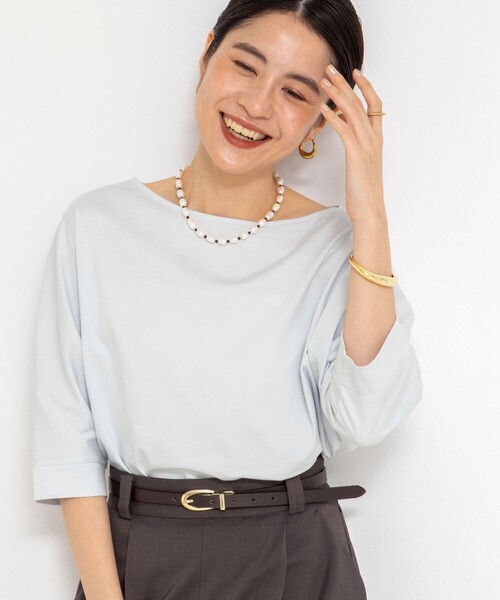 NOLLEY’S(ノーリーズ)の「ウォッシャブルドルマンTシャツ(Tシャツ/カットソー・レディース・サックスブルー/ブラック/オフホワイト/ホワイト系その他4/イエロー・38)」の22枚目の写真