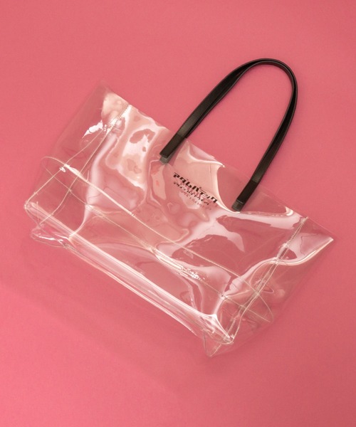ADAM PATEK(アダムパテック)の「【ADAM PATEK/ アダムパテック 【 BVOROUGH 】CLEAR LEATHER HANDLE PVC TOTE(トートバッグ・メンズ・ホワイト・ONESIZE)」の1枚目の写真