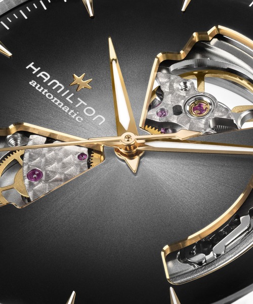 HAMILTON（ハミルトン）の「HAMILTON [ハミルトン] 腕時計 Jazzmaster （ジャズマスター） Open Heart オート 自動巻き 40MM ブラック×シルバー（アナログ腕時計・メンズ・イエロー・FREE）」の5枚目の写真