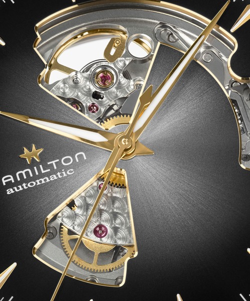 HAMILTON（ハミルトン）の「HAMILTON [ハミルトン] 腕時計 Jazzmaster （ジャズマスター） Open Heart オート 自動巻き 40MM ブラック×シルバー（アナログ腕時計・メンズ・イエロー・FREE）」の6枚目の写真