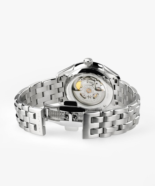 HAMILTON（ハミルトン）の「HAMILTON [ハミルトン] 腕時計 Jazzmaster （ジャズマスター） Open Heart オート 自動巻き 40MM ブラック×シルバー（アナログ腕時計・メンズ・イエロー・FREE）」の7枚目の写真