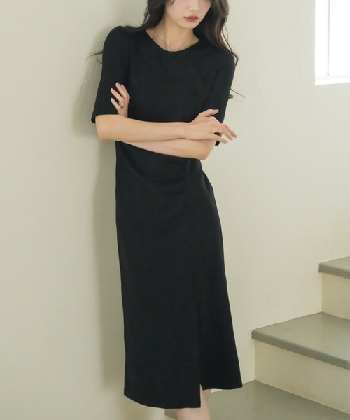 NEUNA(ヌナ)の「【韓国select item】ドレープウエストミディワンピース(ワンピース・レディース・ベージュ/ブラック・FREE)」の16枚目の写真