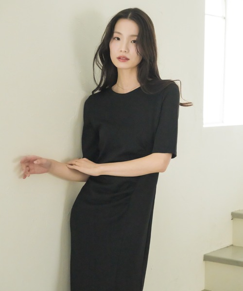 NEUNA(ヌナ)の「【韓国select item】ドレープウエストミディワンピース(ワンピース・レディース・ベージュ/ブラック・FREE)」の19枚目の写真