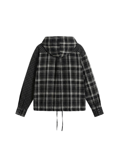 ANDGEEBEE(アンジービー)の「ドッキングチェックフーディシャツ(シャツ/ブラウス・レディース・ネイビー/ブラック・FREE)」の15枚目の写真