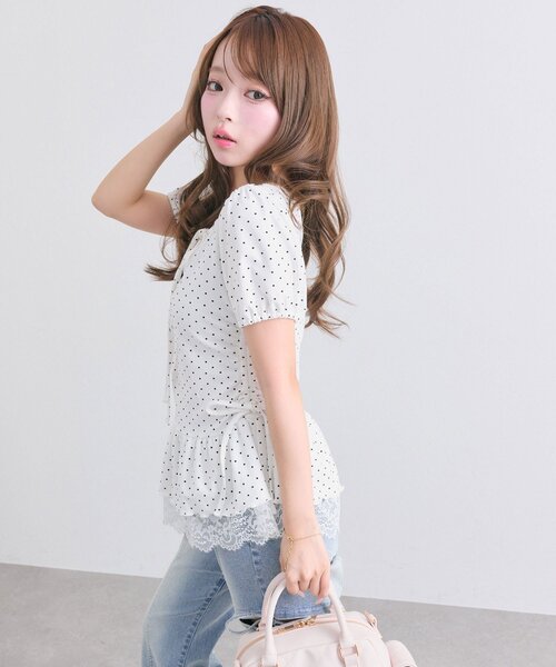 OLIVE des OLIVE(オリーブデオリーブ)の「【着回し力◎】ドロストレースチュニック(Tシャツ/カットソー・レディース・ピンク/ブラック/チャコールグレー/オフホワイト・FREE)」の5枚目の写真