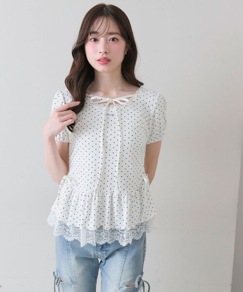 OLIVE des OLIVE(オリーブデオリーブ)の「【着回し力◎】ドロストレースチュニック(Tシャツ/カットソー・レディース・ピンク/ブラック/チャコールグレー/オフホワイト・FREE)」の8枚目の写真