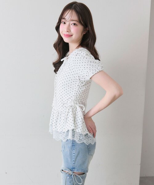 OLIVE des OLIVE(オリーブデオリーブ)の「【着回し力◎】ドロストレースチュニック(Tシャツ/カットソー・レディース・ピンク/ブラック/チャコールグレー/オフホワイト・FREE)」の9枚目の写真
