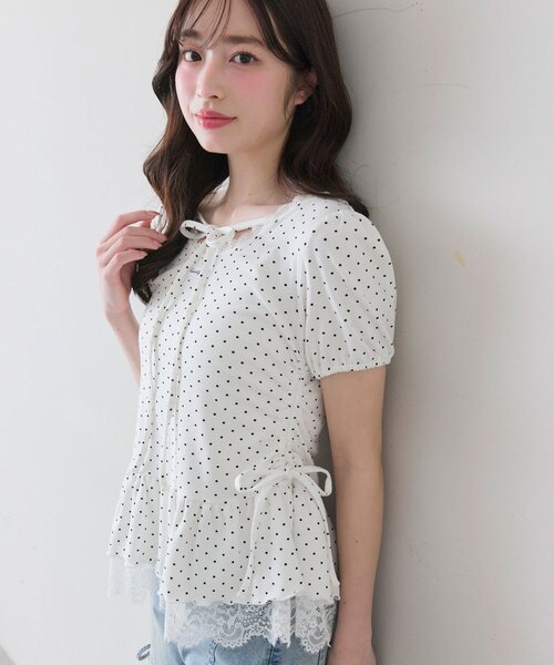 OLIVE des OLIVE(オリーブデオリーブ)の「【着回し力◎】ドロストレースチュニック(Tシャツ/カットソー・レディース・ピンク/ブラック/チャコールグレー/オフホワイト・FREE)」の11枚目の写真