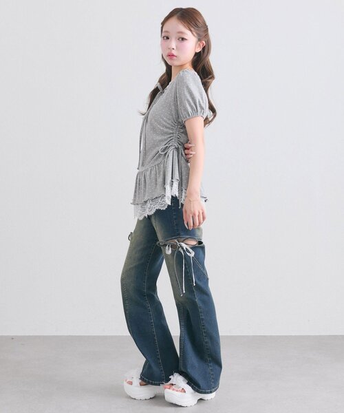 OLIVE des OLIVE(オリーブデオリーブ)の「【着回し力◎】ドロストレースチュニック(Tシャツ/カットソー・レディース・ピンク/ブラック/チャコールグレー/オフホワイト・FREE)」の21枚目の写真
