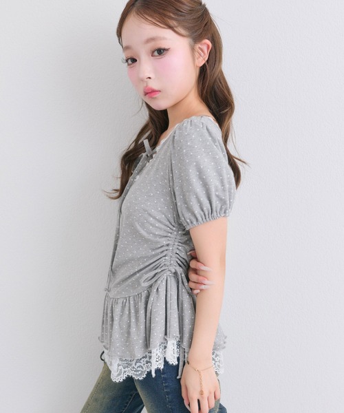 OLIVE des OLIVE(オリーブデオリーブ)の「【着回し力◎】ドロストレースチュニック(Tシャツ/カットソー・レディース・ピンク/ブラック/チャコールグレー/オフホワイト・FREE)」の19枚目の写真