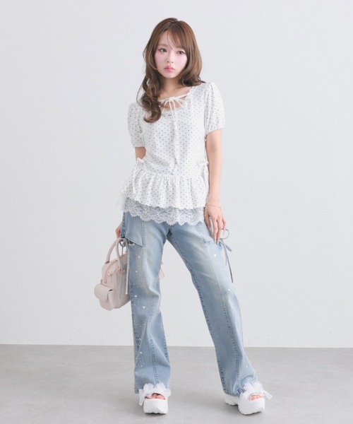 OLIVE des OLIVE(オリーブデオリーブ)の「【着回し力◎】ドロストレースチュニック(Tシャツ/カットソー・レディース・ピンク/ブラック/チャコールグレー/オフホワイト・FREE)」の22枚目の写真
