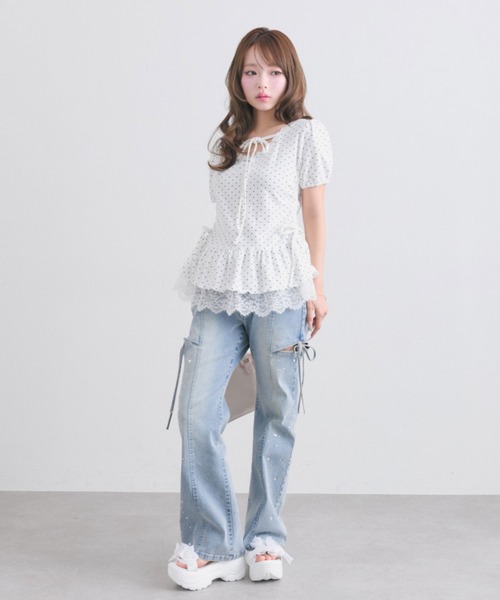 OLIVE des OLIVE(オリーブデオリーブ)の「【着回し力◎】ドロストレースチュニック(Tシャツ/カットソー・レディース・ピンク/ブラック/チャコールグレー/オフホワイト・FREE)」の21枚目の写真