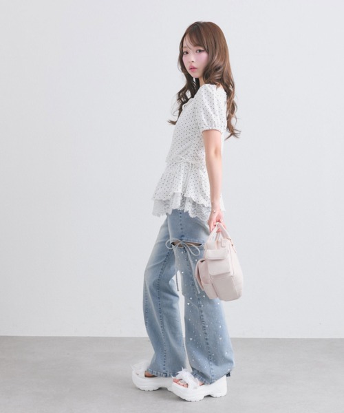 OLIVE des OLIVE(オリーブデオリーブ)の「【着回し力◎】ドロストレースチュニック(Tシャツ/カットソー・レディース・ピンク/ブラック/チャコールグレー/オフホワイト・FREE)」の20枚目の写真