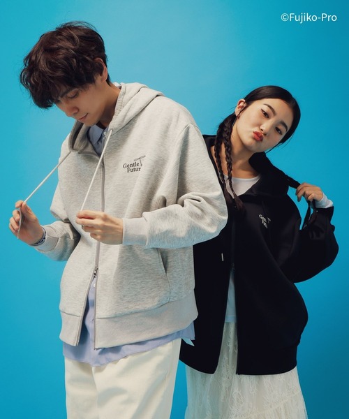 GLOBAL WORK（グローバルワーク）の「ドラえもん/ライトクッションZIPパーカー/646957（パーカー・メンズ・ライトグレー/ブラック・LARGE/MEDIUM）」の4枚目の写真