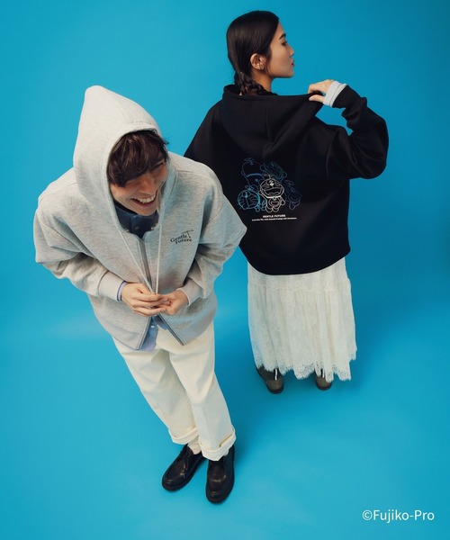 GLOBAL WORK（グローバルワーク）の「ドラえもん/ライトクッションZIPパーカー/646957（パーカー・メンズ・ライトグレー/ブラック・LARGE/MEDIUM）」の6枚目の写真