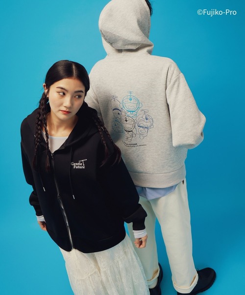 GLOBAL WORK（グローバルワーク）の「ドラえもん/ライトクッションZIPパーカー/646957（パーカー・メンズ・ライトグレー/ブラック・LARGE/MEDIUM）」の7枚目の写真