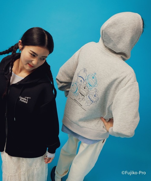 GLOBAL WORK（グローバルワーク）の「ドラえもん/ライトクッションZIPパーカー/646957（パーカー・メンズ・ライトグレー/ブラック・LARGE/MEDIUM）」の8枚目の写真