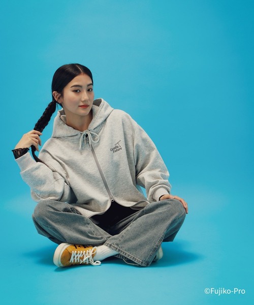 GLOBAL WORK（グローバルワーク）の「ドラえもん/ライトクッションZIPパーカー/646957（パーカー・メンズ・ライトグレー/ブラック・LARGE/MEDIUM）」の15枚目の写真