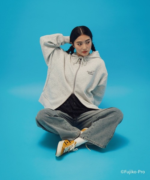 GLOBAL WORK（グローバルワーク）の「ドラえもん/ライトクッションZIPパーカー/646957（パーカー・メンズ・ライトグレー/ブラック・LARGE/MEDIUM）」の16枚目の写真