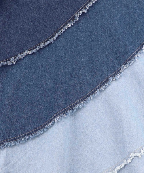 ScoLar（スカラー）の「ScoLar(スカラー) 蝶刺繍or配色 スパイラル切替フリンジデニムスカート（デニムスカート・レディース・ネイビー・MEDIUM）」の21枚目の写真