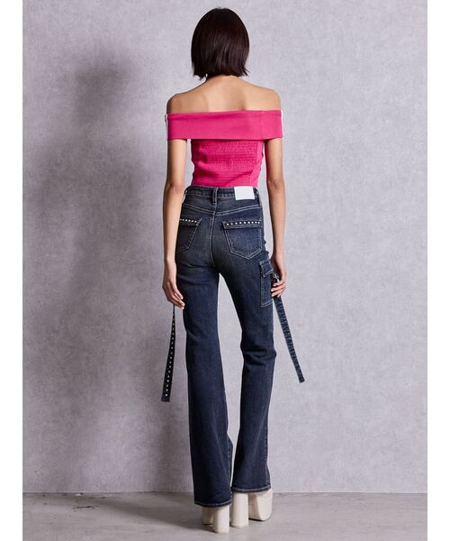 GYDA（ジェイダ）の「Gyda bijouサイドラインオフショルショートTOPS（Tシャツ/カットソー・レディース・ピンク/オフホワイト/ブラック・FREE）」の12枚目の写真