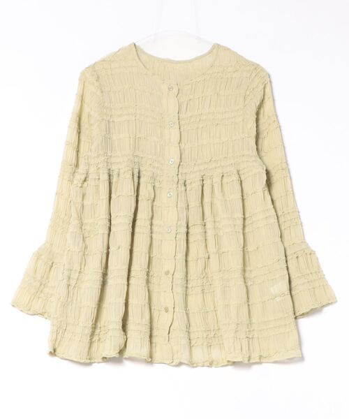 apres jour clair（アプレジュールクレア）の「【apres jour clair】シャーリングシアーフリルチュニック（シャツ/ブラウス・レディース・グリーン系その他/ダークブラウン/アイボリー・フリー/X-LARGE）」の5枚目の写真