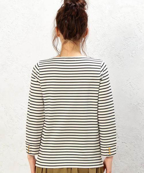 green label relaxing（グリーンレーベルリラクシング）の「KF リップルBOR B/N PO カットソー◆（Tシャツ/カットソー・レディース・オフホワイト/グレー/ネイビー・FREE）」の4枚目の写真