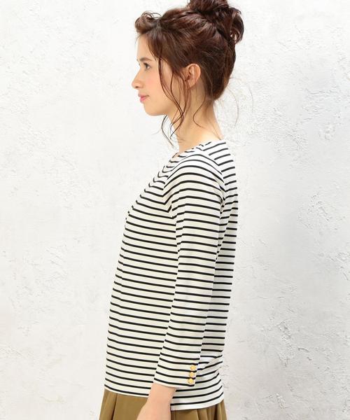 green label relaxing（グリーンレーベルリラクシング）の「KF リップルBOR B/N PO カットソー◆（Tシャツ/カットソー・レディース・オフホワイト/グレー/ネイビー・FREE）」の6枚目の写真