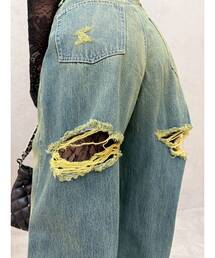 EVRIS（エヴリス）の「BACKスラッシュレースハイウエストワイドデニムパンツ（デニムパンツ）」