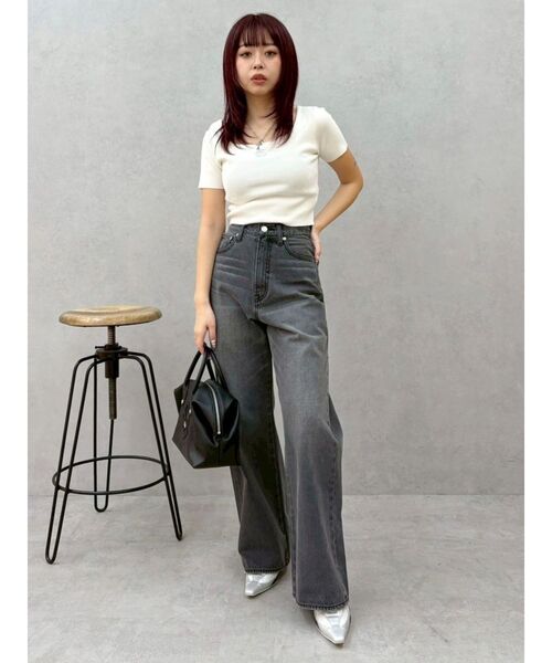 EVRIS（エヴリス）の「BACKスラッシュレースハイウエストワイドデニムパンツ　春服（デニムパンツ・レディース・インディゴブルー/ライトブルー/ブラック・SMALL/MEDIUM）」の9枚目の写真