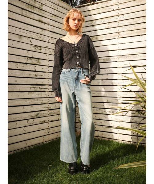 EVRIS（エヴリス）の「BACKスラッシュレースハイウエストワイドデニムパンツ　春服（デニムパンツ・レディース・インディゴブルー/ライトブルー/ブラック・SMALL/MEDIUM）」の13枚目の写真