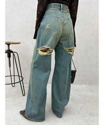 EVRIS | BACKスラッシュレースハイウエストワイドデニムパンツ(デニムパンツ)