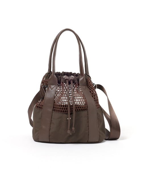 LAKOLE（ラコレ）の「メッシュコンビ巾着ショルダーバッグ / 633917（ショルダーバッグ・レディース・ブラック/ブラウン/ベージュ・FREE）」の3枚目の写真