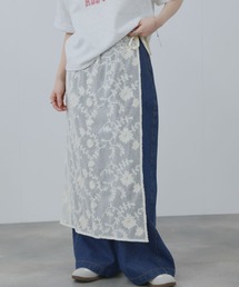 Mac-House（マックハウス）の「Free Nature  コットン刺繍 メッシュレース ラップマキシスカート（スカート）」