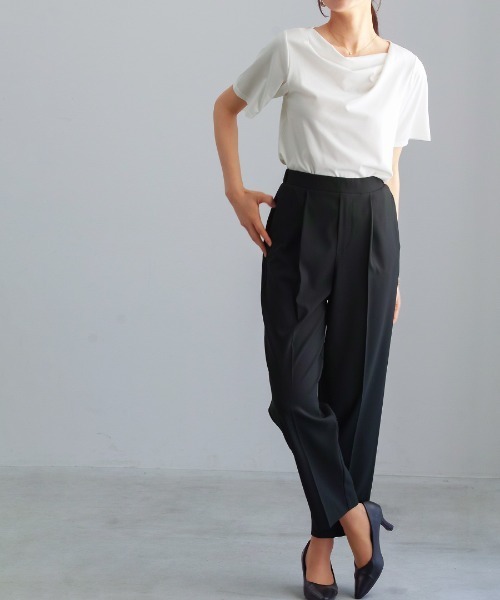 White Collection（ホワイトコレクション）の「【サステナブル素材】オックスシャンブレー・ソフトテーパードパンツ（その他パンツ・レディース・ライトグレー/ブラック・S/M/L）」の10枚目の写真