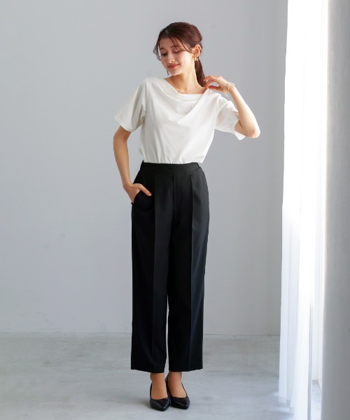 White Collection（ホワイトコレクション）の「【サステナブル素材】オックスシャンブレー・ソフトテーパードパンツ（その他パンツ・レディース・ライトグレー/ブラック・S/M/L）」の11枚目の写真