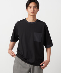 軽量スクエアジャカード フェイクレイヤードTシャツ