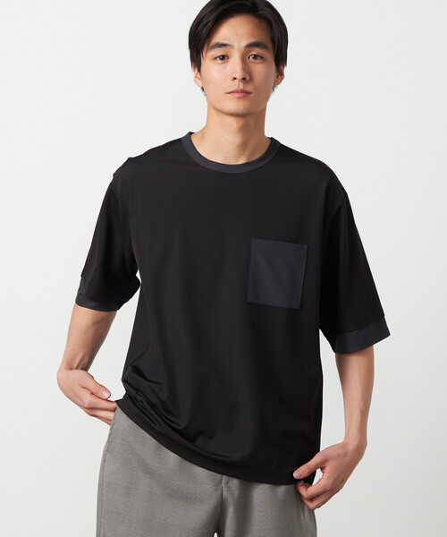 COMME CA ISM(コムサイズム)の「軽量スクエアジャカード フェイクレイヤードTシャツ(Tシャツ/カットソー・メンズ・グレー/ブラック/ネイビー・LARGE/MEDIUM)」の2枚目の写真