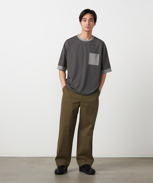 COMME CA ISM(コムサイズム)の「軽量スクエアジャカード フェイクレイヤードTシャツ(Tシャツ/カットソー・メンズ・グレー/ブラック/ネイビー・LARGE/MEDIUM)」の4枚目の写真