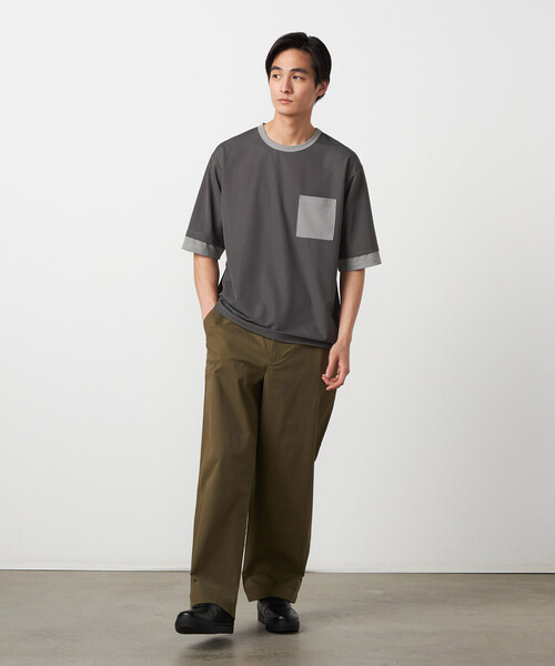 COMME CA ISM(コムサイズム)の「軽量スクエアジャカード フェイクレイヤードTシャツ(Tシャツ/カットソー・メンズ・グレー/ブラック/ネイビー・LARGE/MEDIUM)」の5枚目の写真