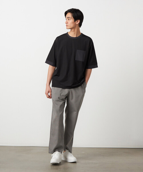 COMME CA ISM(コムサイズム)の「軽量スクエアジャカード フェイクレイヤードTシャツ(Tシャツ/カットソー・メンズ・グレー/ブラック/ネイビー・LARGE/MEDIUM)」の8枚目の写真