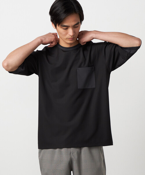 COMME CA ISM(コムサイズム)の「軽量スクエアジャカード フェイクレイヤードTシャツ(Tシャツ/カットソー・メンズ・グレー/ブラック/ネイビー・LARGE/MEDIUM)」の10枚目の写真
