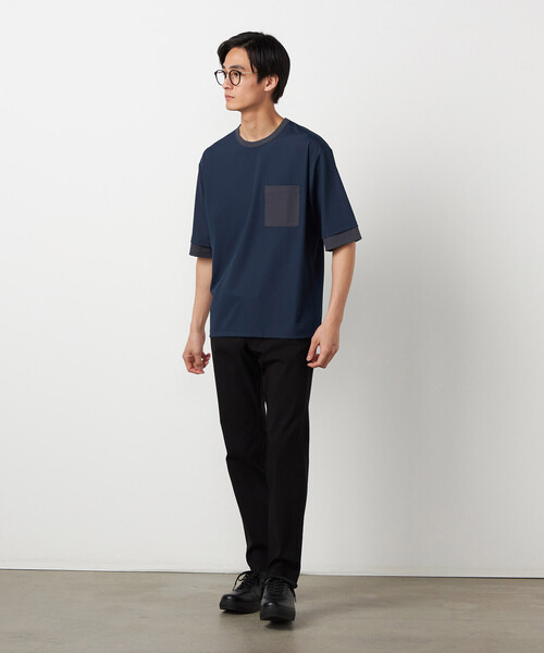 COMME CA ISM(コムサイズム)の「軽量スクエアジャカード フェイクレイヤードTシャツ(Tシャツ/カットソー・メンズ・グレー/ブラック/ネイビー・LARGE/MEDIUM)」の11枚目の写真