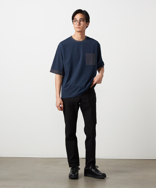 COMME CA ISM(コムサイズム)の「軽量スクエアジャカード フェイクレイヤードTシャツ(Tシャツ/カットソー・メンズ・グレー/ブラック/ネイビー・LARGE/MEDIUM)」の12枚目の写真
