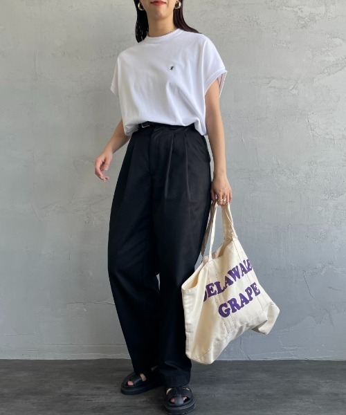 GYMPHLEX（ジムフレックス）の「[GYMPHLEX/ジムフレックス] ワンポイントロゴ刺繍 ノースリーブカットソー（Tシャツ/カットソー・レディース・ホワイト/ライトグリーン/ブラック・14）」の8枚目の写真