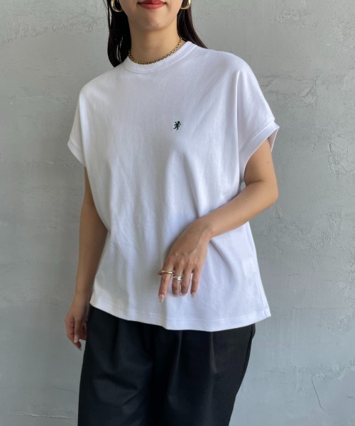 GYMPHLEX（ジムフレックス）の「[GYMPHLEX/ジムフレックス] ワンポイントロゴ刺繍 ノースリーブカットソー（Tシャツ/カットソー・レディース・ホワイト/ライトグリーン/ブラック・14）」の10枚目の写真