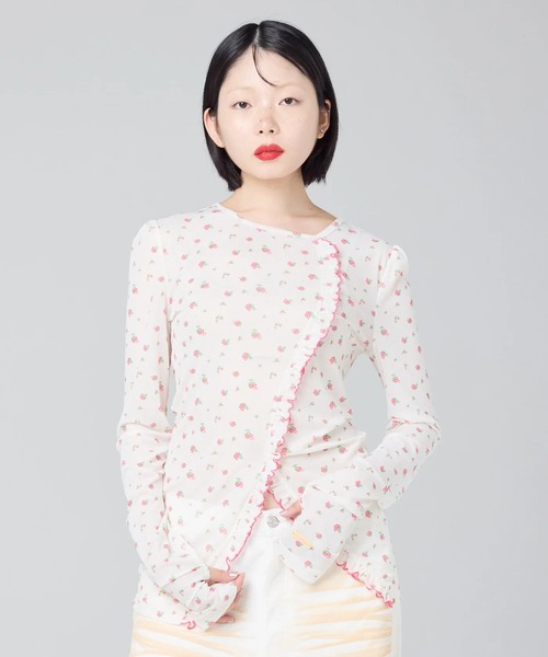 Little sunny bite(リトルサニーバイト)の「littlesunnybite/リトルサニーバイト/floral tulle top(Tシャツ/カットソー・レディース・ブラック/ピンク/ホワイト・S/M)」の2枚目の写真