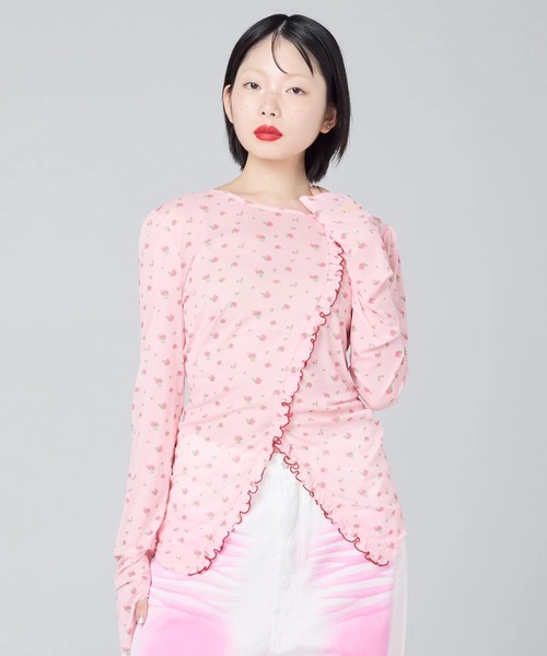 Little sunny bite(リトルサニーバイト)の「littlesunnybite/リトルサニーバイト/floral tulle top(Tシャツ/カットソー・レディース・ブラック/ピンク/ホワイト・S/M)」の3枚目の写真